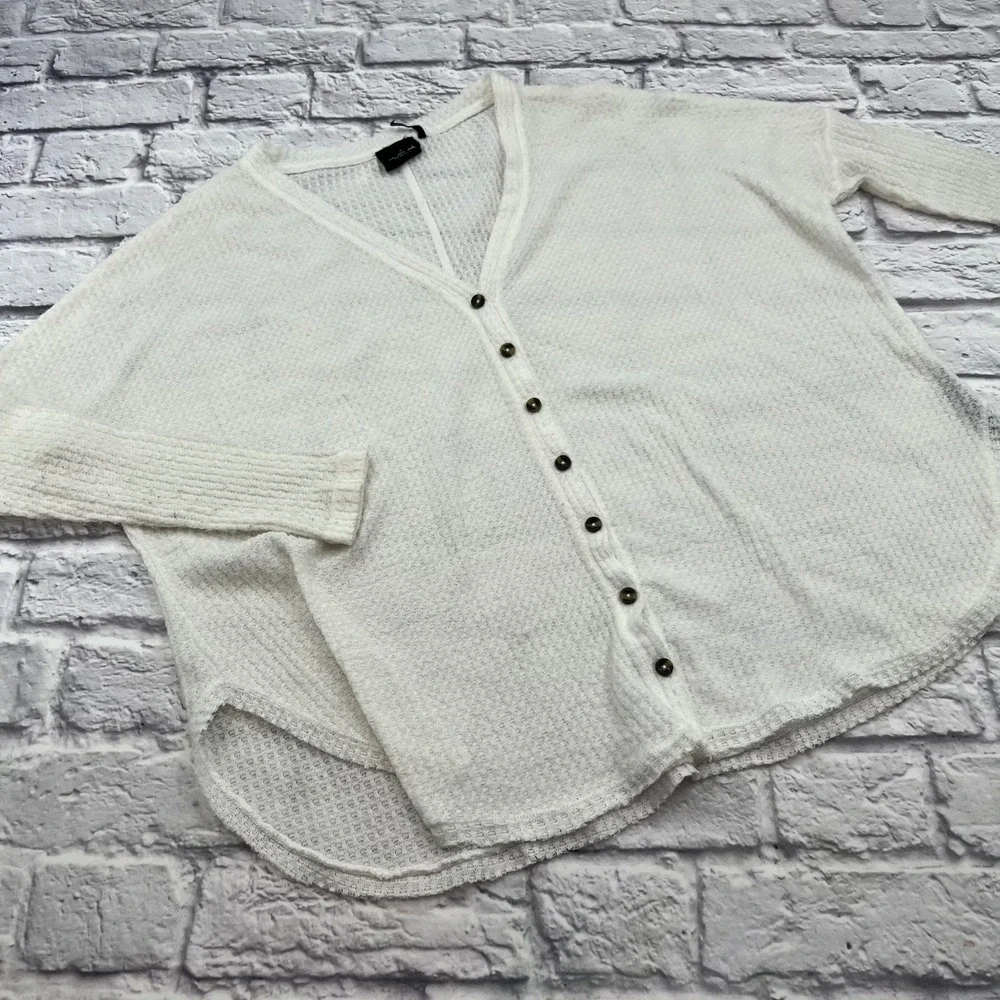 Urban Outfitters Out From Under Thermal Top White Button Front Waffle Knit XS